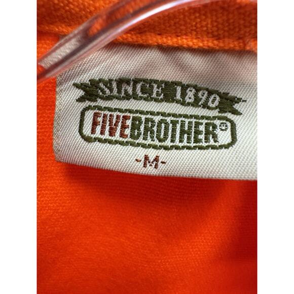 VTG 80s Five Brother M Blaze Orange Button Up Hunting Work Shirt USA Active - Picture 2 of 4